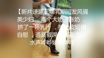 【新片速遞】哺乳期短发风骚美少妇 ，两个大奶子涨奶 ，挤了一杯乳汁 ，撩起皮短裙自慰 ，道具假屌抽插骚穴 ，水声哗哗娇喘呻吟